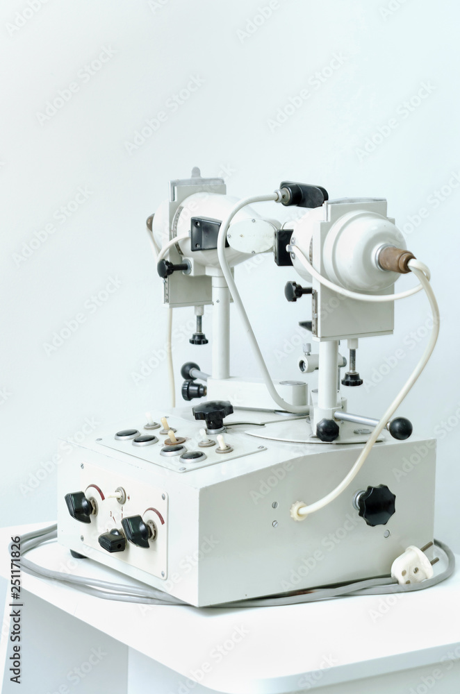 Optical CT scan. Ophthalmology clinic equipment. Diagnosis of vision. Tomography in Optical Coherence (OCT) close-up