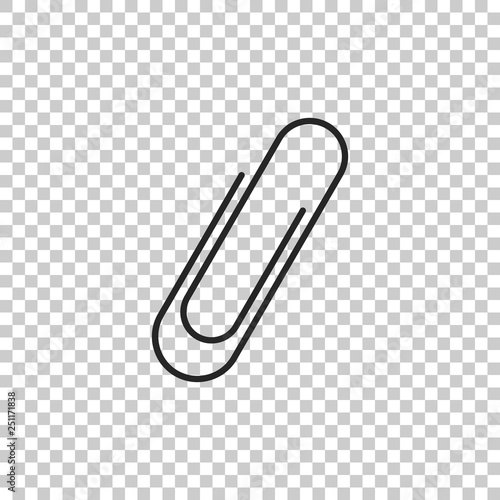 Paper clip icon isolated on transparent background. Flat design. Vector Illustration