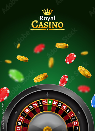 Casino roulette vector wheel poker backgorund. Casino game table roulette online banner jackpot invitaion