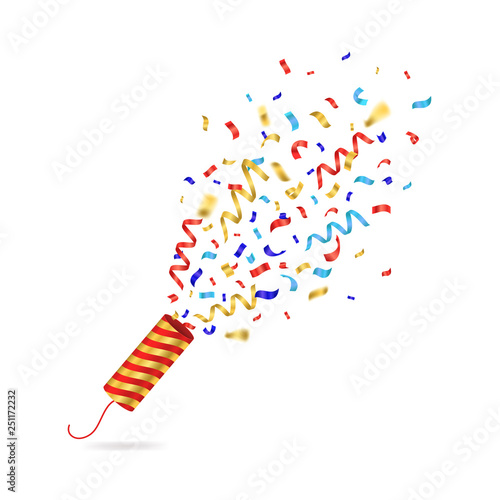 Realistic 3d Detailed Striped Party Cracker. Vector