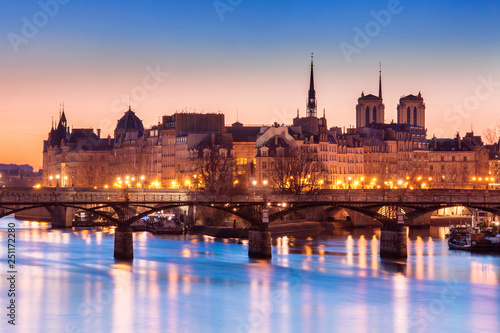 Sunrise near the Pont des arts in Paris  France