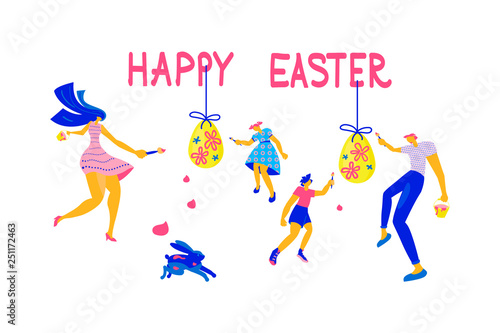 Happy Easter Horizontal greeting banner