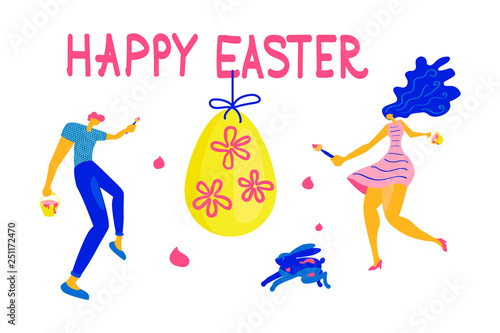 Happy Easter Horizontal greeting banner.