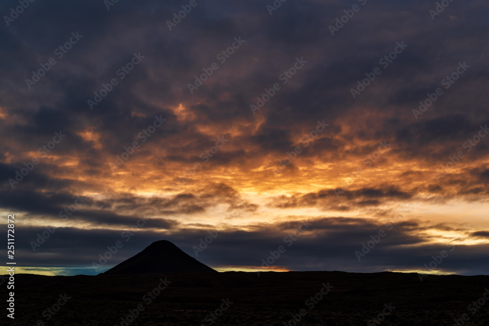 Mount Keilir on sunset near Reykjavik, Iceland