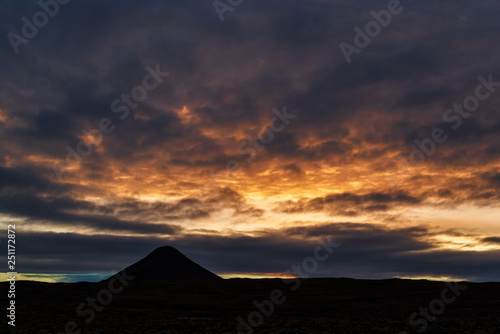 Mount Keilir on sunset near Reykjavik  Iceland