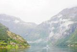 Ferry boat in Geiranger fjord