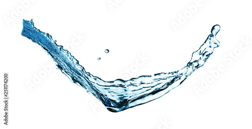 Blue water, water splash isolated on white background