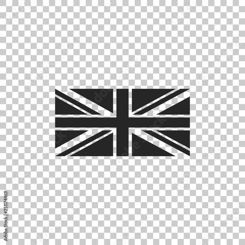 Flag of Great Britain icon isolated on transparent background. UK flag sign. Official United Kingdom flag sign. British symbol. Flat design. Vector Illustration