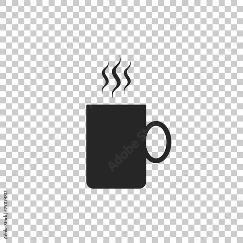 Coffee cup flat icon isolated on transparent background. Tea cup. Hot drink coffee. Flat design. Vector Illustration