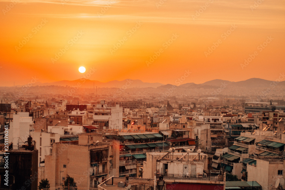 Fototapeta premium sunset over the city