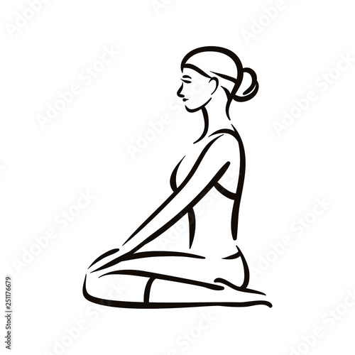 Yoga pose illustration on white backgroundRelax and meditate. Healthy lifestyle. Balance training.