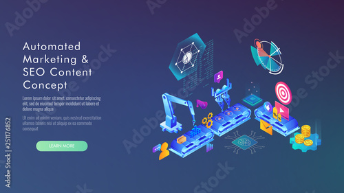 Wallpaper Mural Automated marketing and SEO content isometric concept, vector illustration Torontodigital.ca