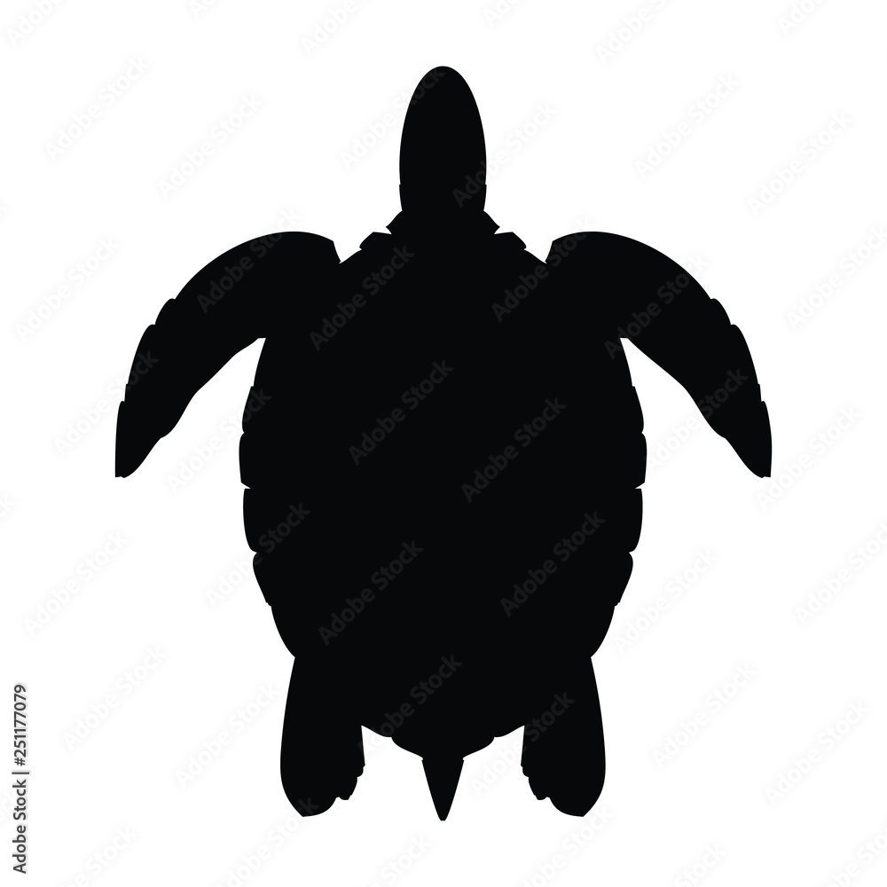 A black and white vector silhouette of a turtle Stock Vector | Adobe Stock