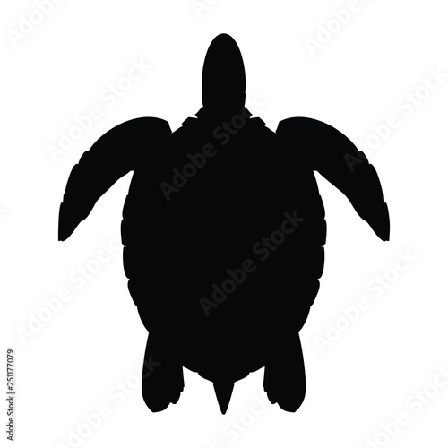 A black and white vector silhouette of a turtle