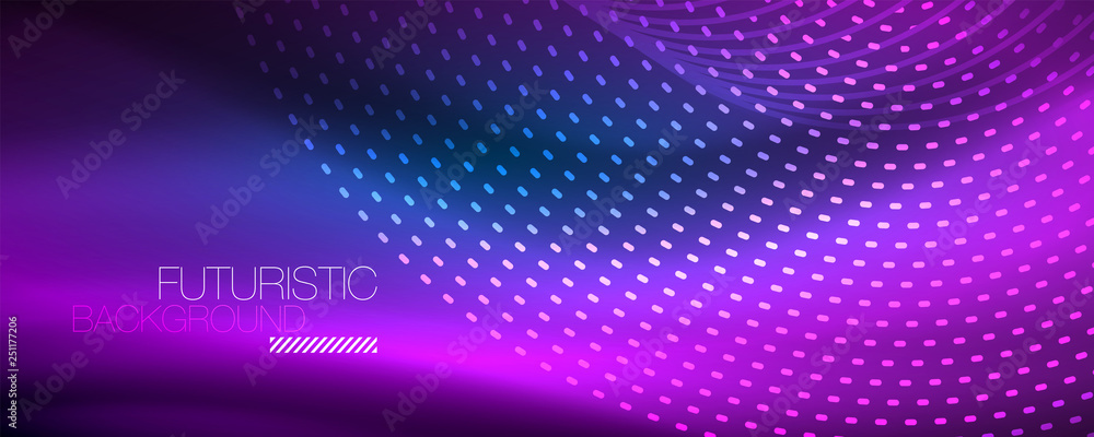 Glowing light particles in dark neon space, magic glow shiny abstract background Glowing light particles in dark neon space, magic glow shiny abstract background