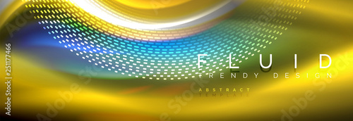 Fluid colors mixing glowing neon wave background, holographic texture