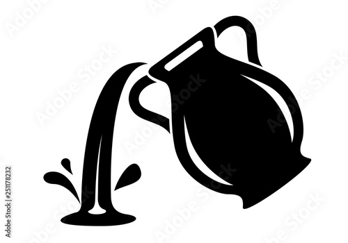 Jug pour out milk or water canister. Simple logo.