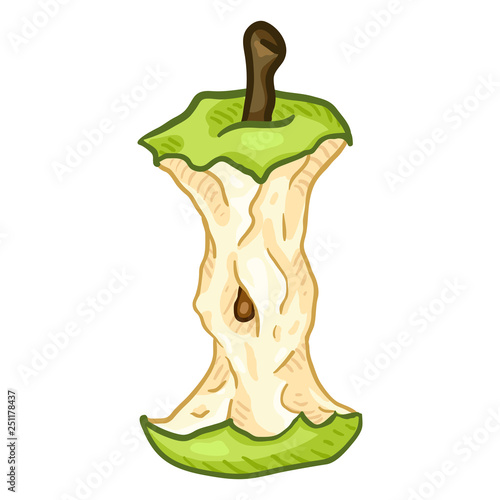 Vector Cartoon Green Apple Core