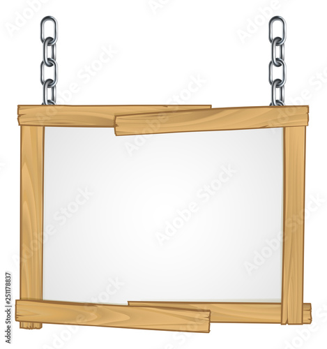 A wooden frame sign hanging...