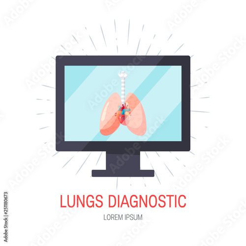 Lungs diagnostic vector design in flat style