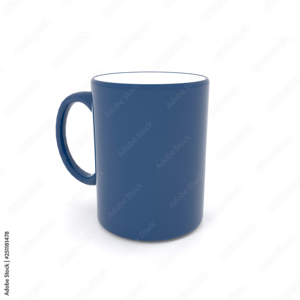 3d illustration of a white-blue mug isolated on a white background. 3d illustration of a white-blue mug isolated on a white background.