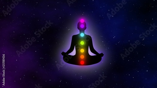 Meditation man and seven chakras