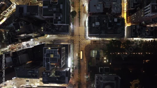 Wallpaper Mural Drone shot looking down at the pedestrian crosswalk in downtown Hong Kong at night. Torontodigital.ca