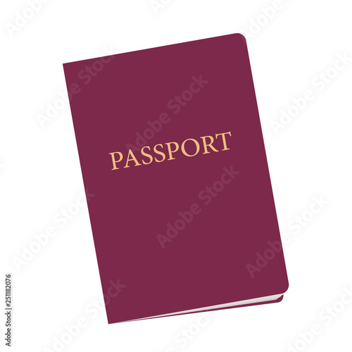 Passport - official travel document for travelling into foreign country abroad. Vector illustration isolated on white
