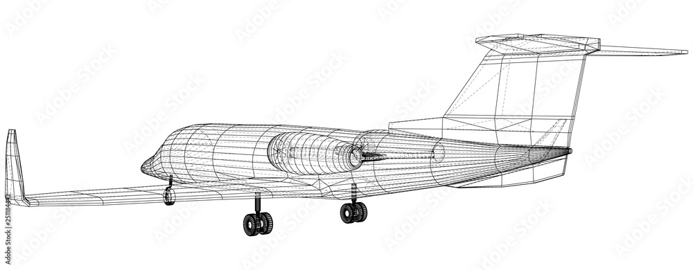 Passenger airplane. Vector wireframe concept. Blue purple. Created illustration of 3d. Passenger airplane. Vector wireframe concept. Blue purple. Created illustration of 3d.