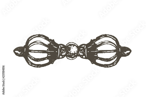 Vector illustration concept of Tibet Vajra religion item icon. Black on white background