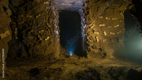 Underground bauxite ore mine shaft tunnel gallery passage open goaf