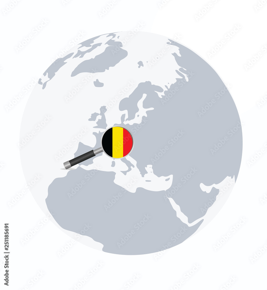 Belgian flag in magnifying glass. vector illustration Belgian flag in magnifying glass. vector illustration