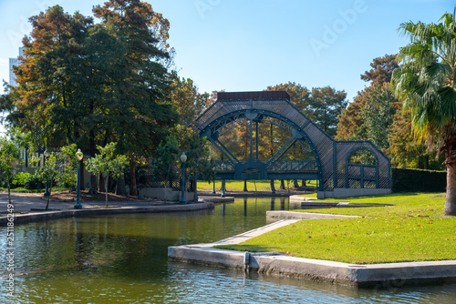 Bridge and fountain at the Armstrong park in NOLA