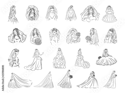Vector illustration concept of Bride icon. Black on white background
