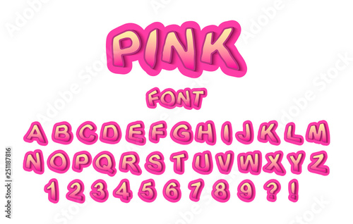 Modern pink font in graffiti style. Ideal for design prints of children's clothes and other things. Vector Illustration