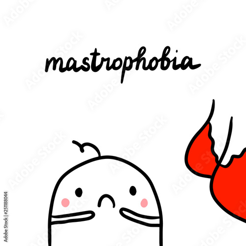 Mastrophobia hand drawn illustration with cute marshmallow