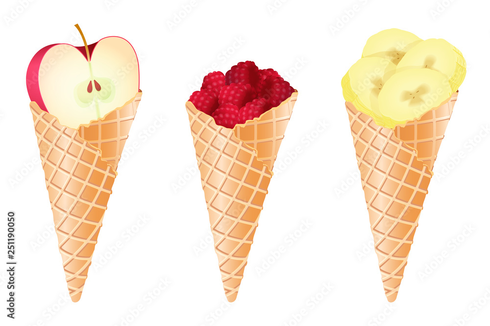 Set of ice cream cones. Vector