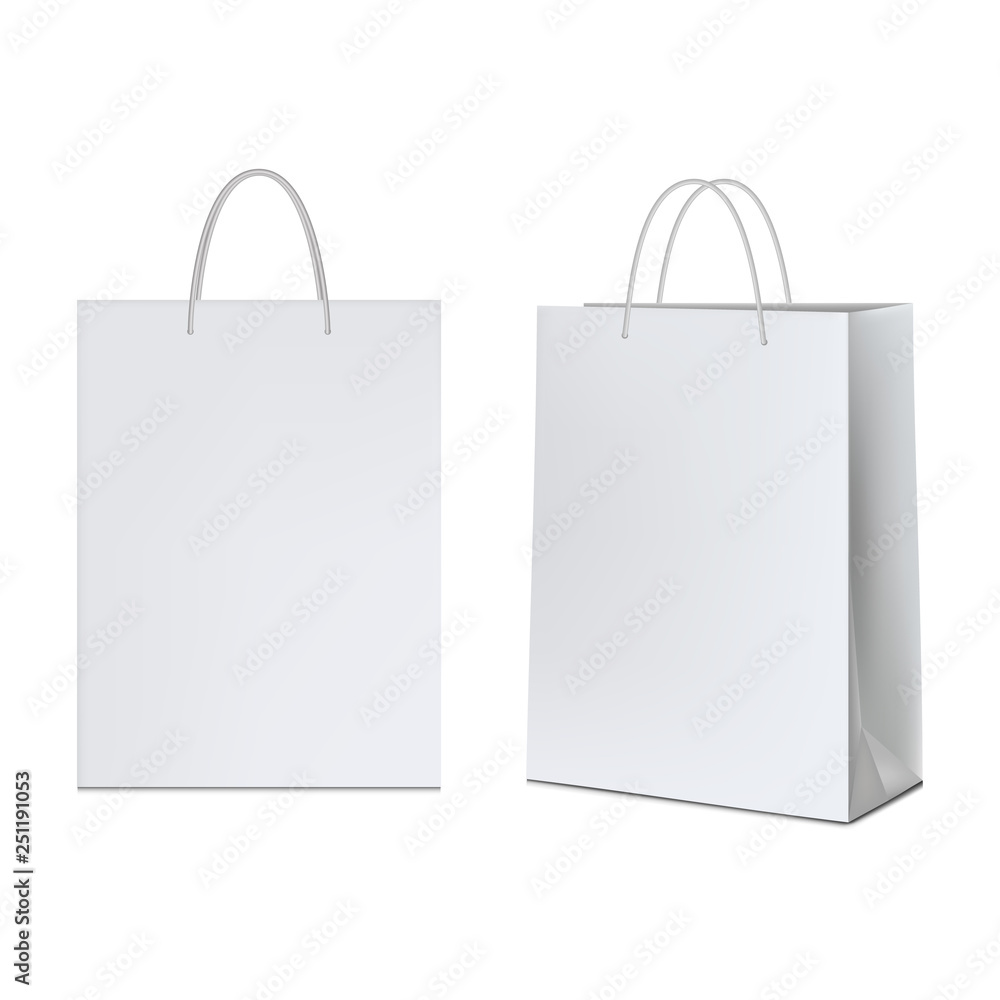 White paper bag, isolated on white background. White paper bag, isolated on white background.