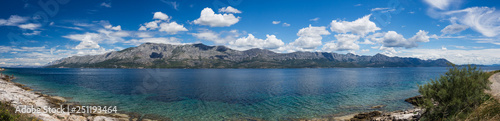 The view from the coast on Hvar island  Croatia on Makarska riviera  panorama