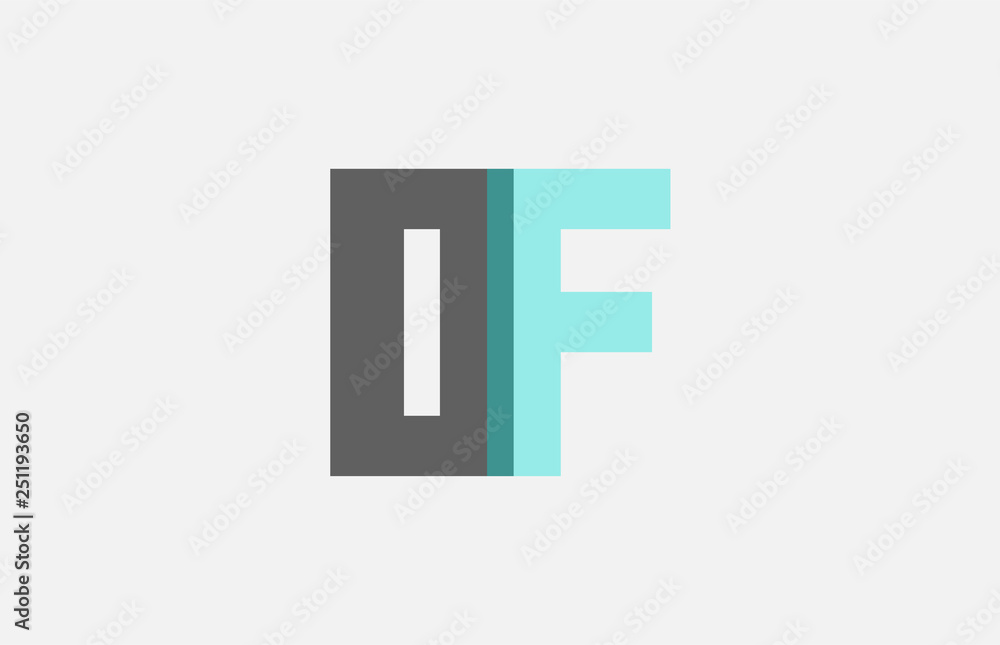 grey pastel blue alphabet letter combination OF O F for logo icon design grey pastel blue alphabet letter combination OF O F for logo icon design