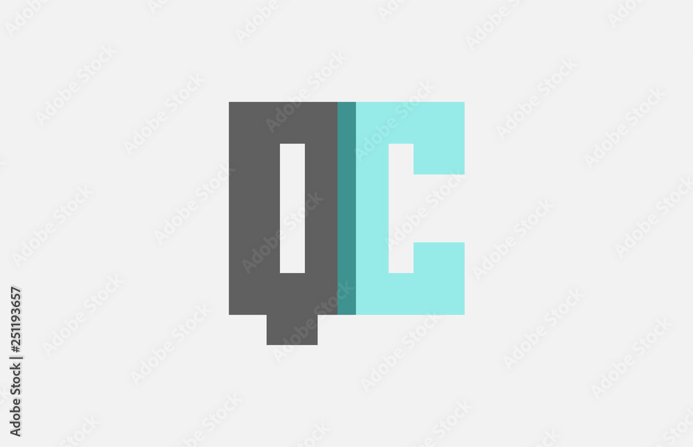 grey pastel blue alphabet letter combination QC Q C for logo icon design grey pastel blue alphabet letter combination QC Q C for logo icon design