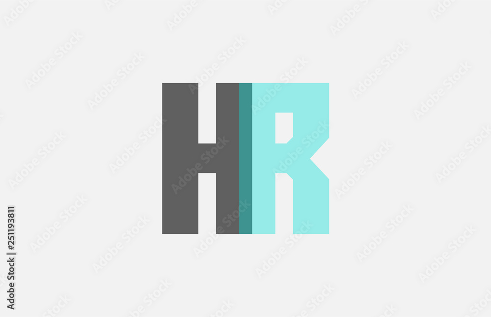grey pastel blue alphabet letter combination HR H R for logo icon design