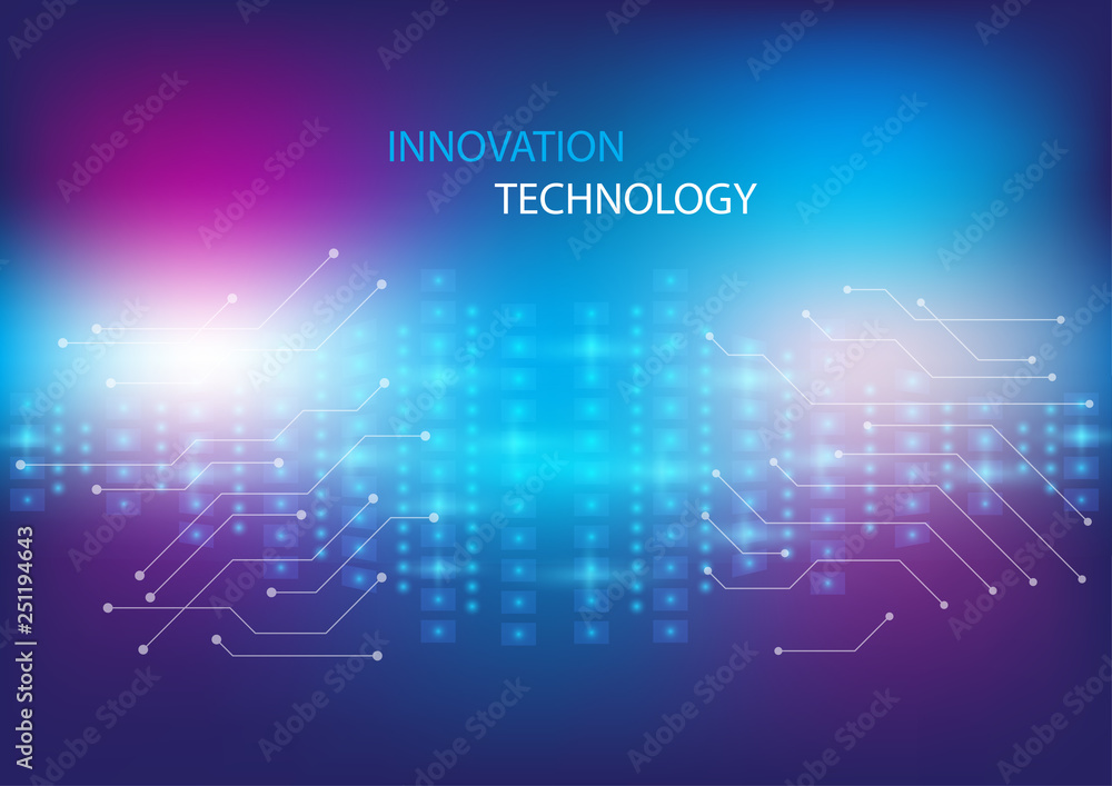 Abstract innovation and technology concept with circuit design and light effect concept background. Vector illustration.