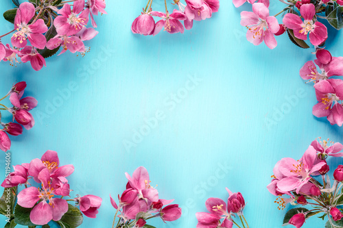 Spring flowers frame background