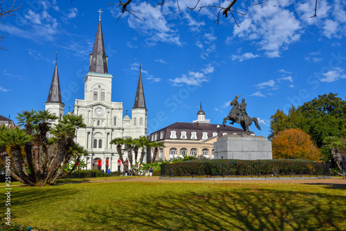 Panorama of Jackson Square on a sunny day