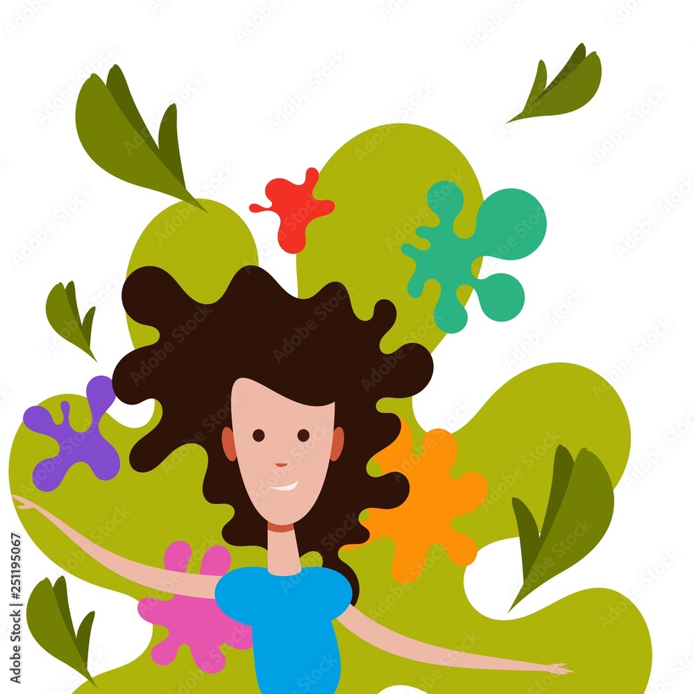spring girl on a background of foliage spring girl on a background of foliage