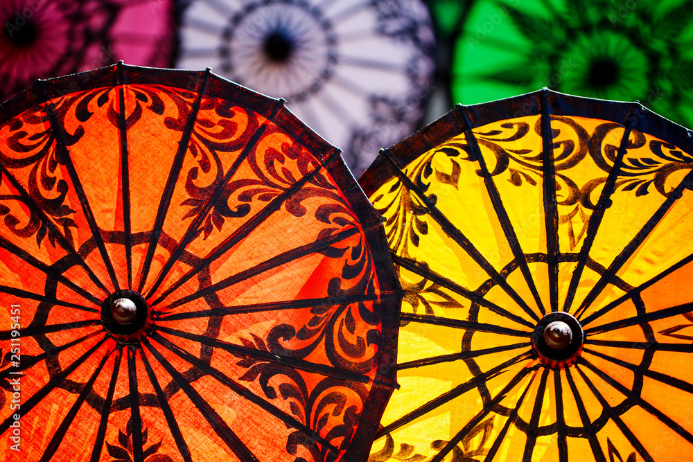 Fototapeta premium Traditional umbrellas in Myanmar