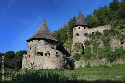 Ancient buildings and defense tower in Kamenets-Podolskiy in Ukraine