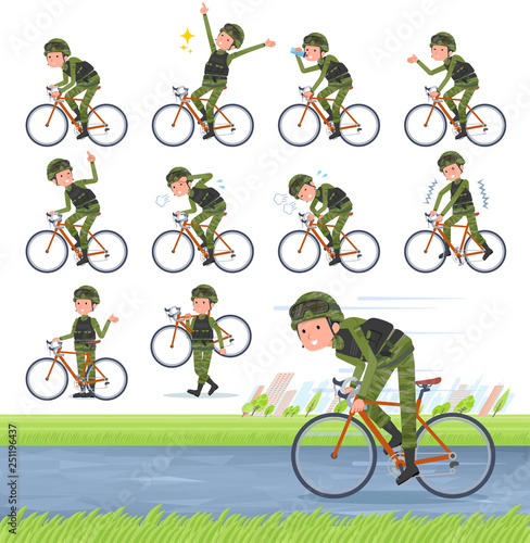 flat type military wear man_road bike