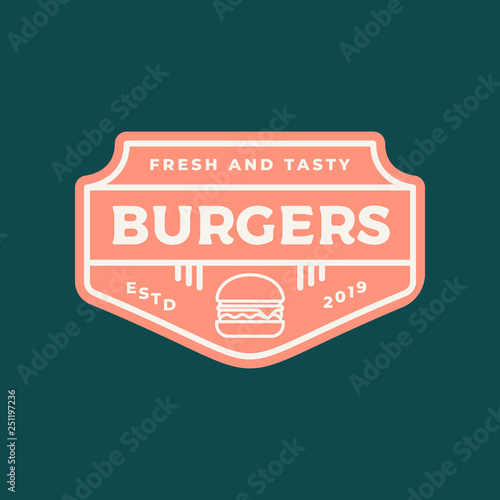 burger logo. retro styled fast food emblem, badge.